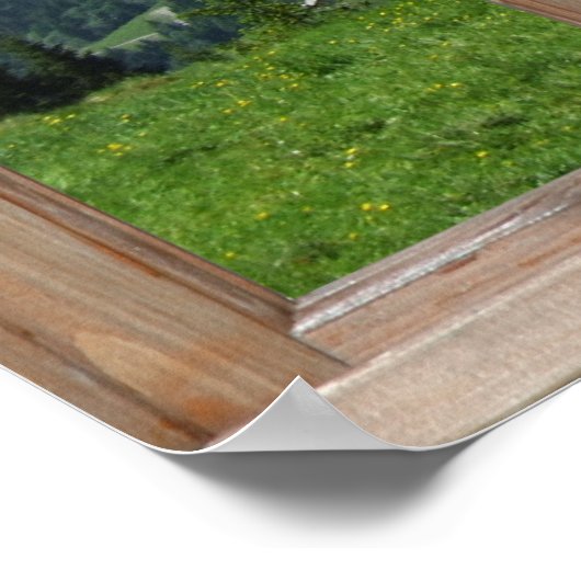 Fake Mountain-Uitzicht - Mooie Scène uit een venst Poster (Hoek)