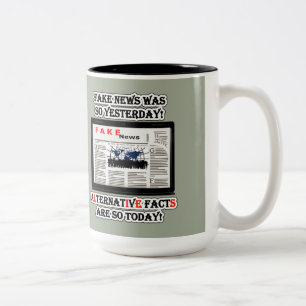Fake News and Alternative Facts 15 oz Two-Tone Mok