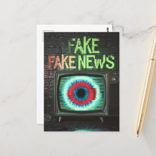 Fake Nieuws Retro TV Eyeball Glitch Briefkaart