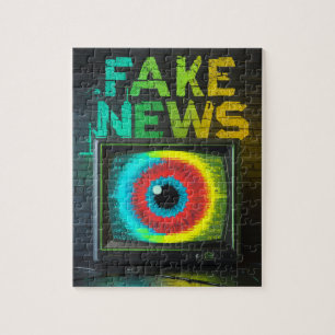Fake Nieuws Retro TV Eyeball Glitch Legpuzzel