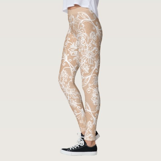 Fake-out Witte kant Bloemen Kolibries Leggings (Links)