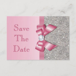 Fake Pink Bow Diamonds redden het Baby shower Date Save The Date