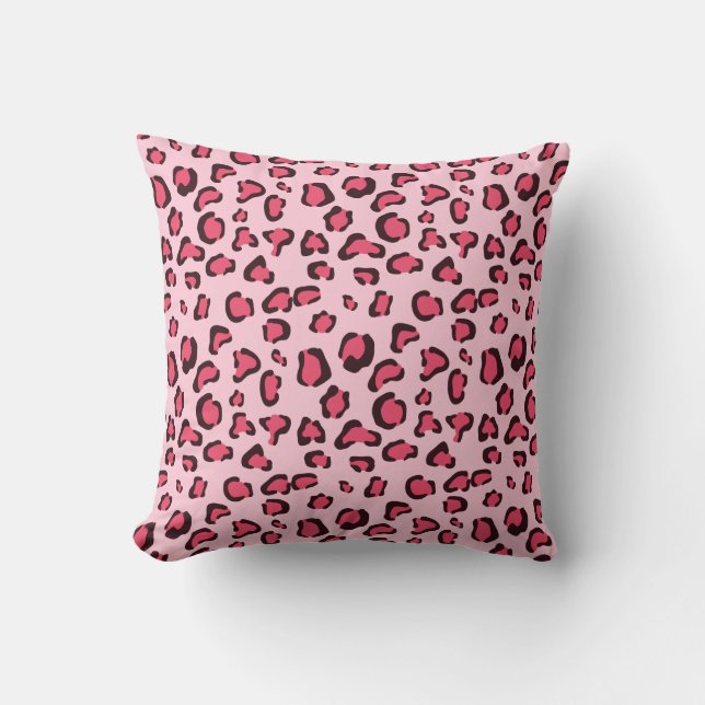 Fake Pink Leopard Print Kussen (Voorkant)
