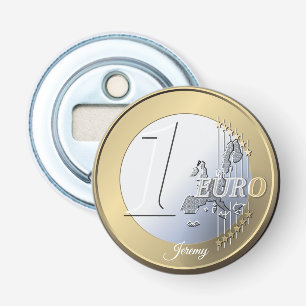 Fake Silver Euro Coin Button Flesopener