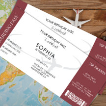 Fake Ticket Boarding Pass Verjaardagsreis Thema