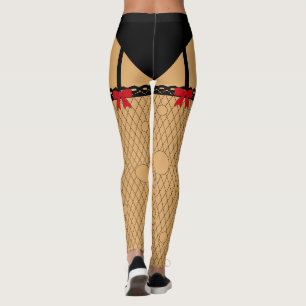 Fake Torn Fishnet Stockholders Halloween Leggings