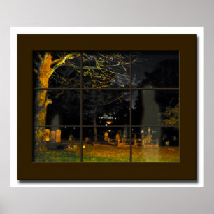 Fake Window Graveyard Halloween Prop Haunted House Poster