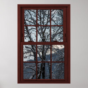 Fake Window - Illusion - Winter Bossen Uitzicht 2  Poster