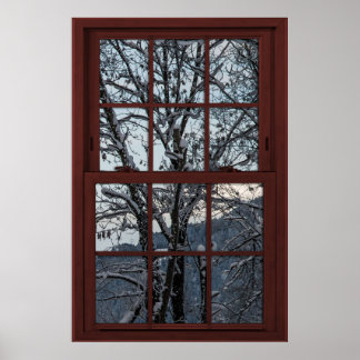 Fake Window - Illusion - Winter Bossen Uitzicht 2 Poster