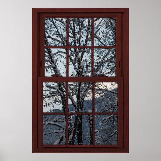 Fake Window - Illusion - Winter Bossen Uitzicht 2  Poster (Voorkant)