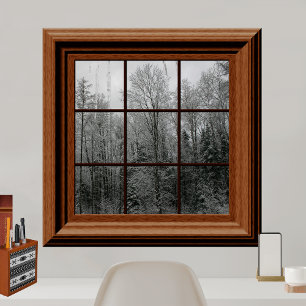 Fake Window Poster Scène de neige hivernale Arbres
