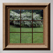 Fake Window Scene Peaceful Lawn Floral Struiken Poster (Voorkant)