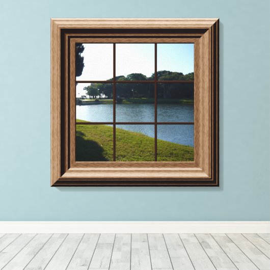 Fake Window Vue Lac Paysage Toile Mur Art (Insitu (Plancher de Bois))