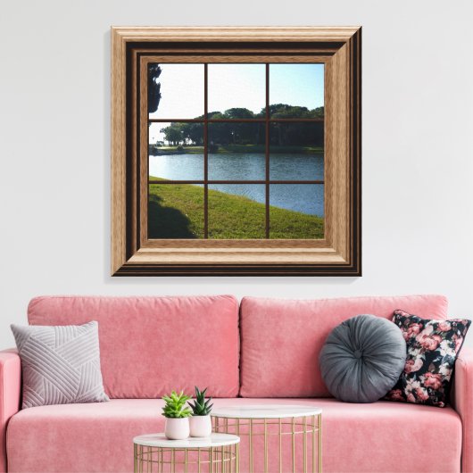 Fake Window Vue Lac Paysage Toile Mur Art (Insitu(Salon))