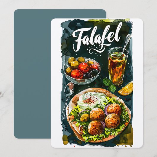 Falafel Hummus Feest: Biologisch Gezond حمصفاف للd Kaart (Voorkant / Achterkant)