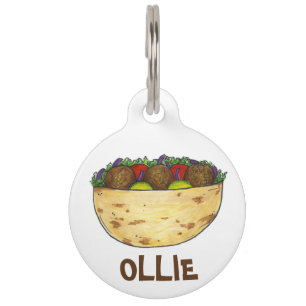 Falafel Pita Mediterranean Food Dog Pet Tag Foodie Huisdierpenning