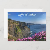 Falaises de Moher, Irlande, Carte postale Fleurs (Devant / Derrière)