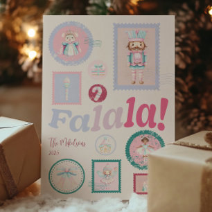 Falala Groovy Notenkraker Pastel Kerstmis Feestdagenkaart