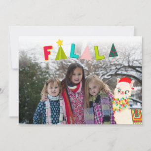 Falala Kleurrijke Llama Aangepaste Foto Feestdagenkaart