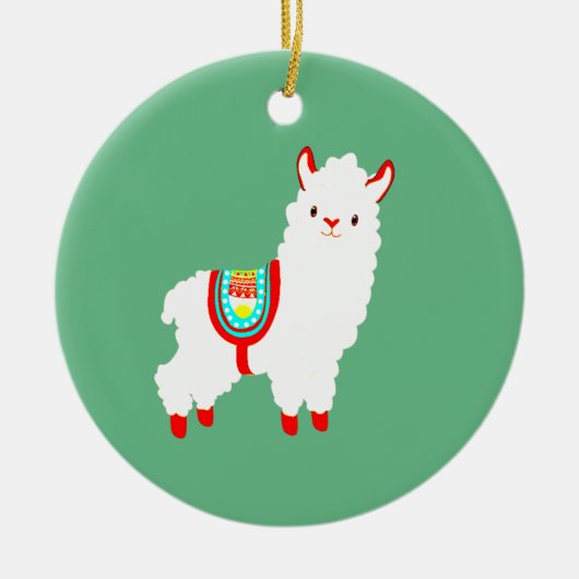 FaLaLa Llama met jaar van douane Keramisch Ornament (Voorkant)