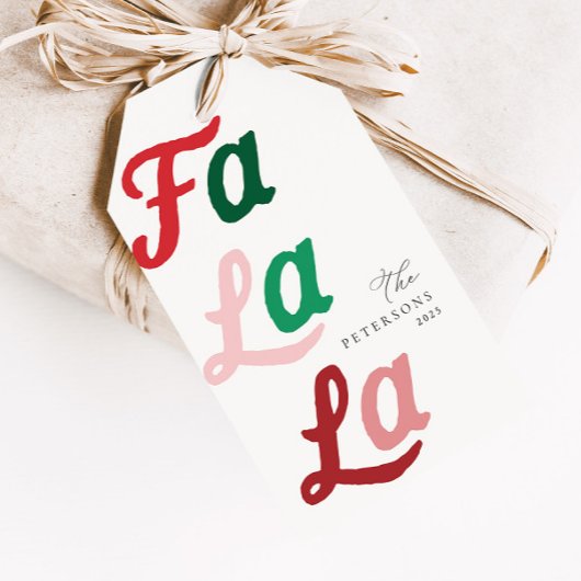 Falala Modern Retro Vibrant Plaid Kerstmis Cadeaulabel
