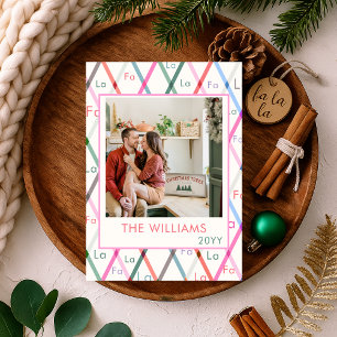 Falala Pastel geruit patroon kerstfoto Feestdagenkaart