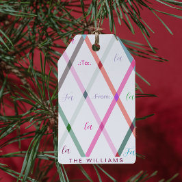 Falala To and From Checkered Pattern Christmas Cadeaulabel