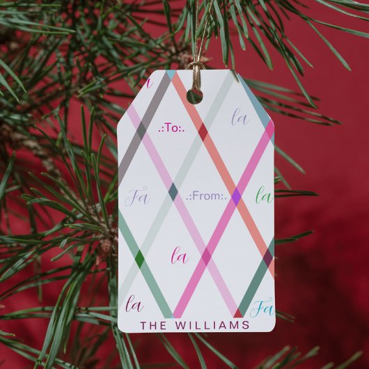 Falala To and From Checkered Pattern Christmas Cadeaulabel