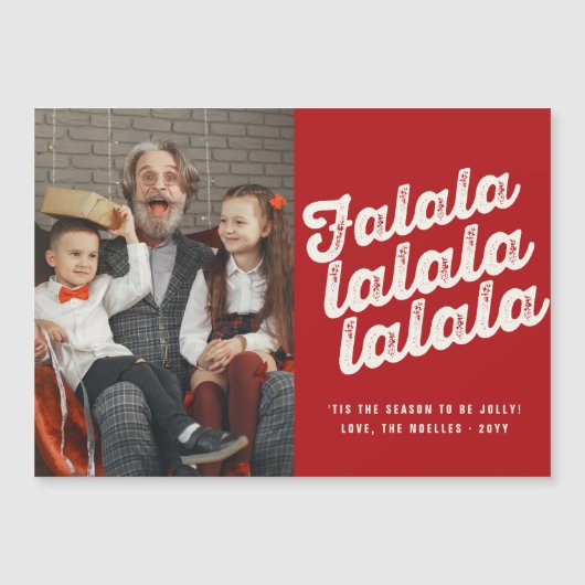 Falalala Bold Script Fun Classic kerstfoto (Voorkant)