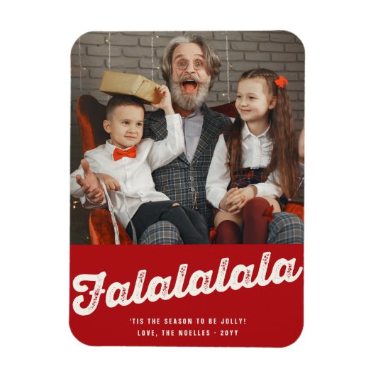 Falalala Bold Script Fun Classic kerstfoto Magneet (Verticaal)