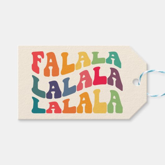 Falalala Groovy Wavy kleurrijke kerst Cadeaulabel (Voorkant (Horizontaal))