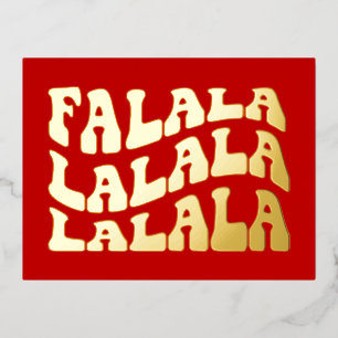 Falalala Groovy Wavy Typografie Red Christmas Folie Feestdagen Briefkaart