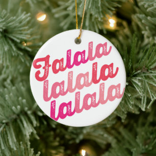 Falalala Pink Ombre Bold script: Kerstmis Keramisch Ornament