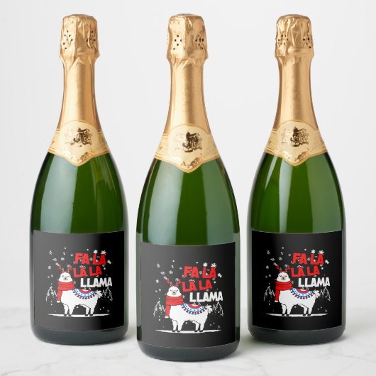 Falalalala Llama kerstcadeau Sparkling Wijnetiket (Flessen)