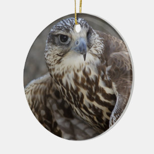 Falco cherrug keramisch ornament