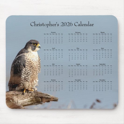 Falcon - Customizable full year 2026 calendar Muismat (Voorkant)
