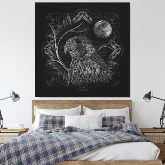 Falcon Full Moon Canvas Afdruk (Insitu (Slaapkamer))