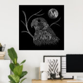 Falcon Full Moon Monogram zwart Poster (Thuiskantoor)