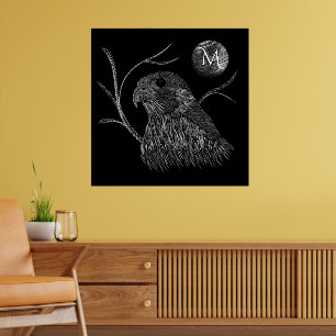 Falcon Full Moon Monogram zwart Poster