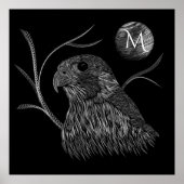 Falcon Full Moon Monogram zwart Poster (Voorkant)