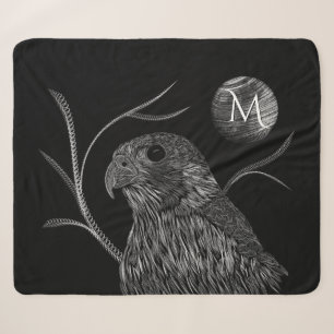 Falcon Full Moon Monogram zwart Sherpa Deken