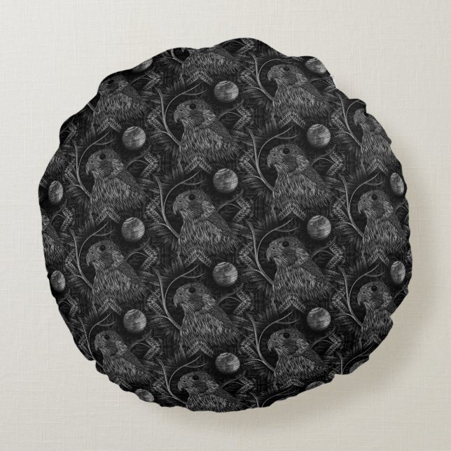 Falcon Full Moon Pattern Round Pillow Rond Kussen (Achterkant)