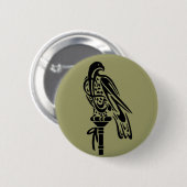 Falcon on Block Perch Ronde Button 5,7 Cm (Voorkant /achterkant)