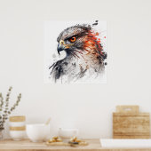 Falcon Portret Dierenschilderij Wildlife Outdoors Poster (Keuken)