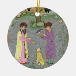 Falconer met metgezel- en petcheetah uit de keramisch ornament