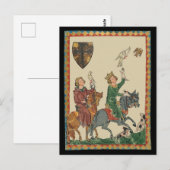 Falconry, 14th Century Codex Manesse Briefkaart (Voorkant / Achterkant)