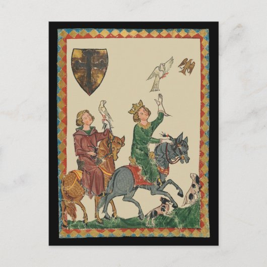Falconry, 14th Century Codex Manesse Briefkaart (Voorkant)