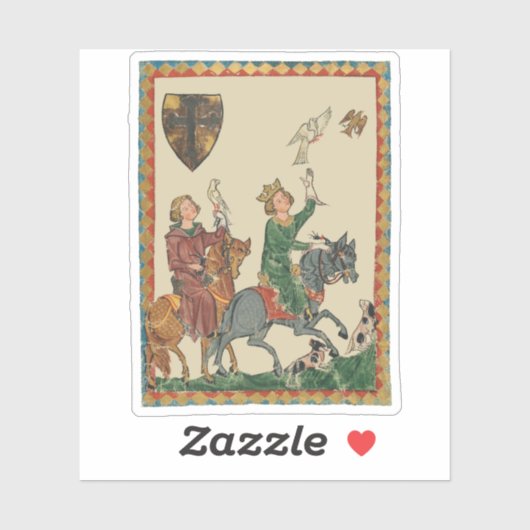 Falconry, 14th Century Codex Manesse Sticker (Vel)