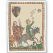 Falconry, 14th Century Codex Manesse Sticker (Voorkant)