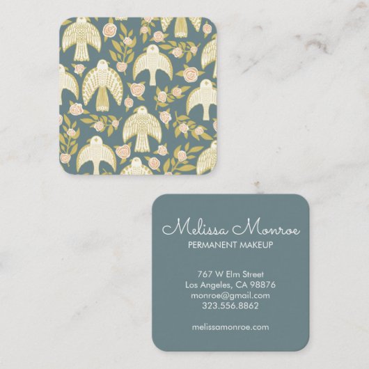 Falcons en Rozen Elegant Boho Vierkante Visitekaartje (Voorkant / Achterkant)